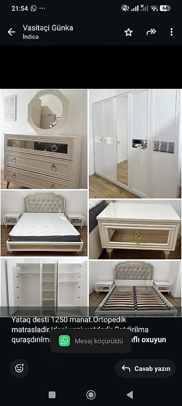 taxt satilir: Yataq desti 1250 manat.Ortopedik matrasladir.Ideal — 1