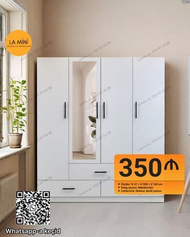 Açılan, 4 qapılı Düz dolab, Qarderob, paltar dolabı