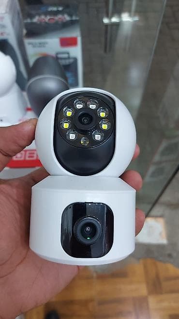 mini wifi router: İki linzalı ağıllı təhlükəsizlik kamerası - 2 linza: üst hissədə LED — 1