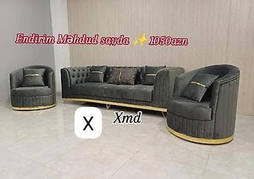 divan krislo: Mebel dəsti – zərif dizaynlı 3 nəfərlik divan və 2 ədəd bərabər — 1