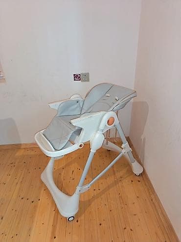 Yemək masaları, oturacaqları: Uşaq yemək stulu - Rəng: açıq boz/ağ - Hündürlüyü tənzimlənən — 4