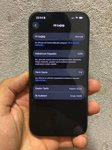 apple watch 1: IPhone 17, 256 GB, Black Titanium, Zəmanət, Simsiz şarj, Face ID — 10