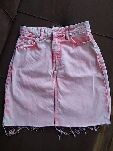 Ətəklər: Cins yubka, ideal vaziyyatda, cox az geyilib, achiq roziviy rengde — 1