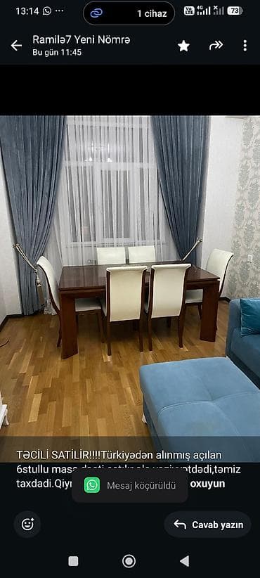 TƏCİLİ SATİLİR!!!!Türkiyədən alınmış açılan 6stullu masa dəsti satılır — 1
