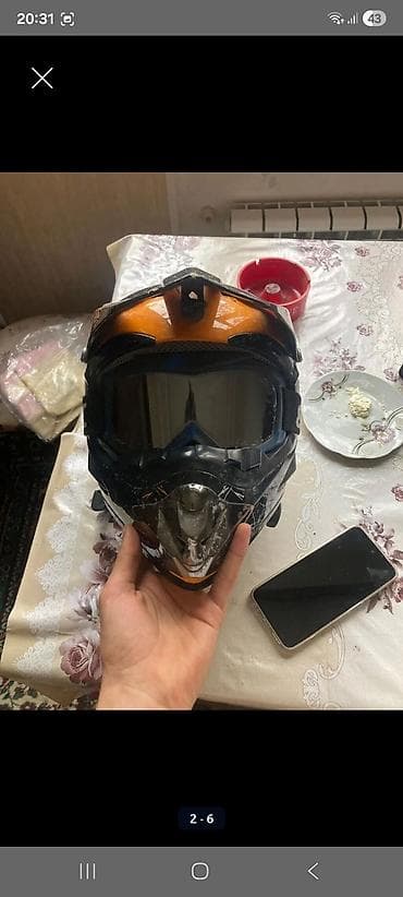 mator sepi: Motokross/enduro tipli tam üzlü kask + çıxarıla bilən qoruyucu eynək — 4
