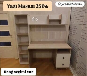 Otaq bitkiləri: Yazı masası – funksional kitab rəfli model Ölçü: 140×150×45 sm — 1