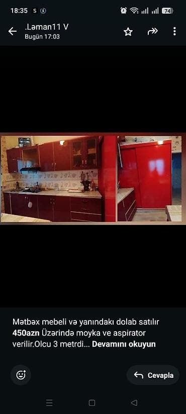 qubka satisi: Mətbəx mebeli və yanındakı dolab satılır *450azn* Üzərində moyka ve — 1