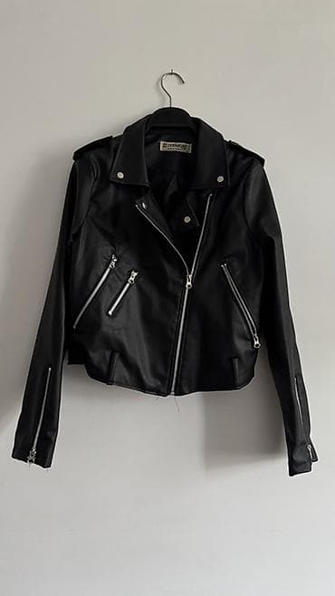 Qadınlar üçün qara biker üslublu dəri gödəkçə - Brend: DERMAN - Rəng