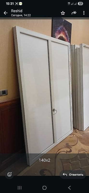 seyfi qapi: PVC profilindən ikitaylı qapı dəsti - Material: ağ rəngli PVC/profil — 1