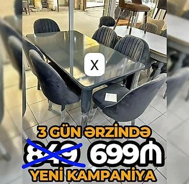stul stol: Mətbəx/Qonaq otağı üçün 6 nəfərlik masa–stul dəsti. - Dəst: 1 ədəd — 1