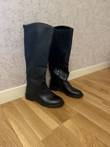 Alfa Romeo: Qadın uzun dəri çəkmələri – qara rəng Dəri əvəzedicisi Razmer 39 — 2