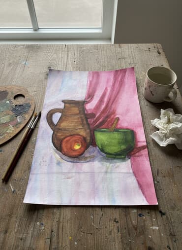 dekor xina: Akvarel natürmort tablo - Texnika: akvarel - Mövzu: klassik natürmort — 1