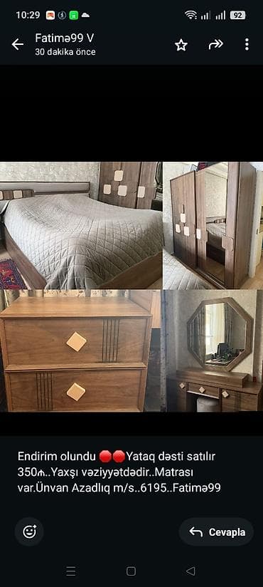 Endirim olundu 🛑🛑Yataq dəsti satılır 350₼. Yaxşı