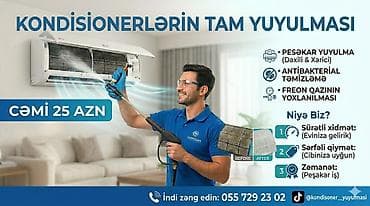 komputer format qiymeti: Xidmət: Kondisionerlərin tam yuyulması Təsvir: - Peşəkar yuma – — 1