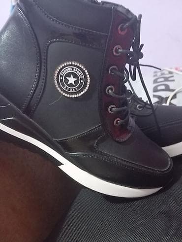 smart saat satilir: Qara rəngli qadın botları – “Fashion Sports Shoes” loqolu - Model — 1