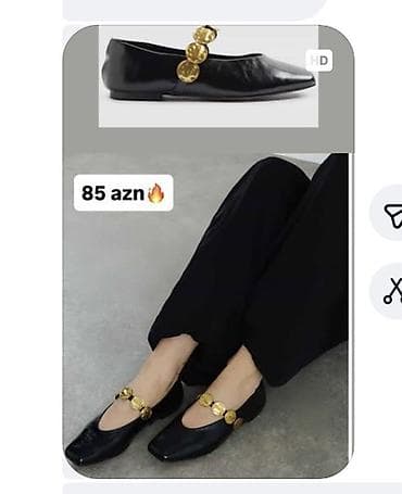 Baletkalar: Baletkalar, Ölçü: 39, rəng - Qara, Yeni — 1