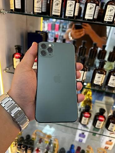 sade telefon: IPhone 11 Pro Max, 64 GB, Matte Midnight Green, Simsiz şarj, Face ID — 1