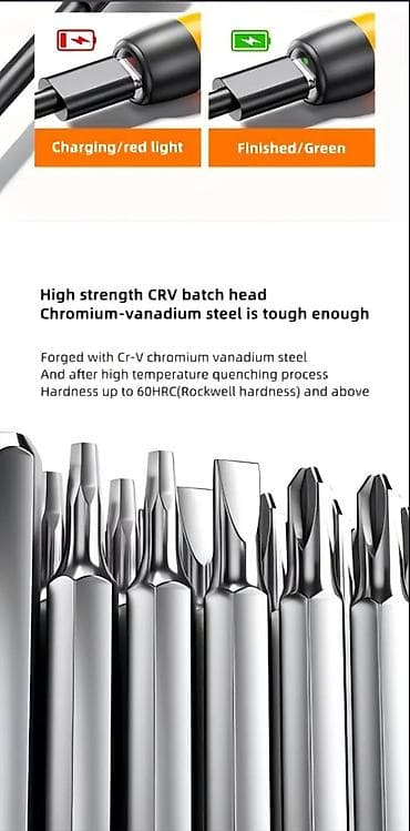 ağcaqanad toru: Elektrik mini tornavida dəsti – USB ilə doldurulan, çoxbaşlı, portativ — 4