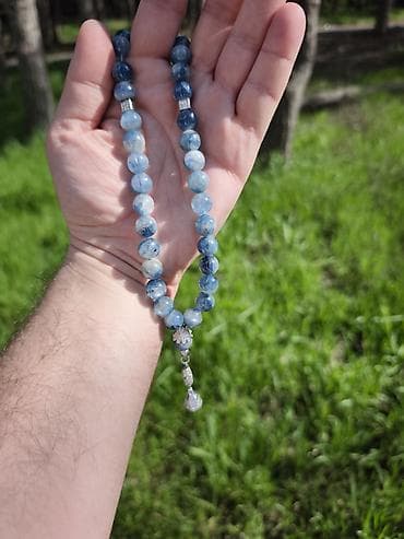 gumus tesbeh: Mavi tonlarda təbii daşlardan yığılmış təsbeh/aksesuar - Sfera — 2
