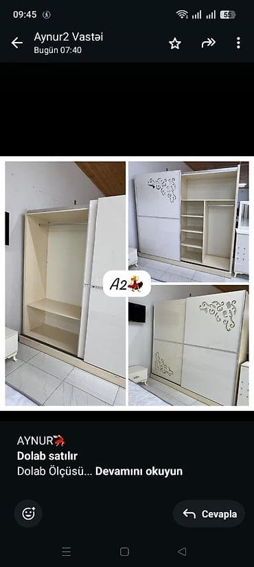 AYNUR💃 *Dolab satılır* Dolab Ölçüsü Eni 245 Hünd 215sm Derinlik 65sm