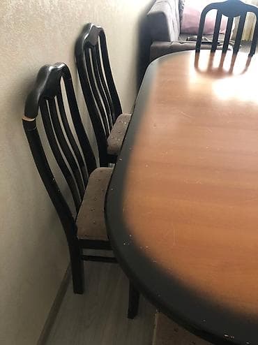 stul stol desti: Qonaq otağı üçün, İşlənmiş, Oval masa, 6 stul — 3