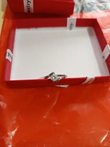 tek qaş üzüklər: Gümüş rəngli tek qas zərif üzük 7olcu 17razmer - Dizayn: Asimmetrik — 15