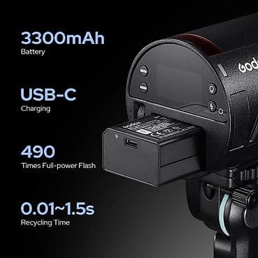 adapt: Godox AD100Pro II portativ studiya flaşı - 100Ws güc, 1/256–1/1 — 10