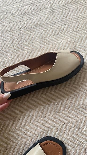 Женская обувь: Təmiz dəri Bej rəngli “Melissa” qadın sandaleti - Model: açıq — 3