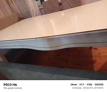 12 neferlik stol: Mətbəx masası, Açılan, MDF, Dördbucaq masa — 3