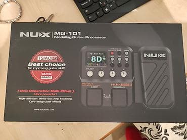 Nux MG-101 gitara prosessoru, karobkası və şunurları ilə birlikdə