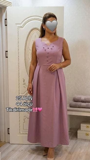 Mauve rəngli, midi uzunluqda şık don. - 44 ölçü - Sinə hissəsində