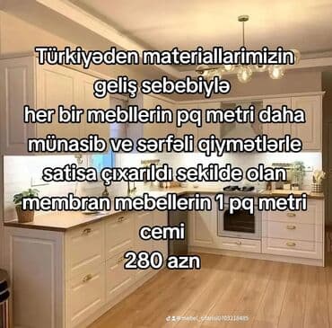 Sifarişlə mətbəx dəsti, Özü çəkən petlələr, MDF, Kredit yoxdur, Pulsuz çatdırılma, Rayonlara çatdırılma