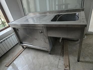 Restoran, kafe avadanlığı: Paslanmayan poladdan peşəkar mətbəx lavabosu və iş masası (tecili!) — 1