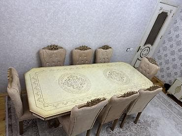 Qonaq otağı üçün, Açılmayan, Dördbucaq masa, 8 stul
