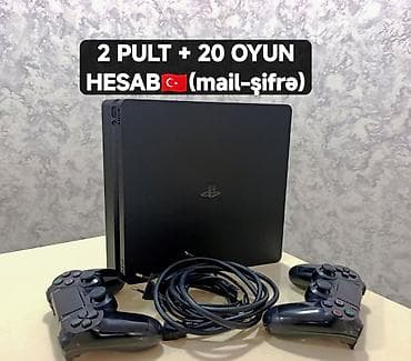 hard disk 2 tb: PS4 slim 500gb ideal, plombu üzərində, 2 pult +20 oyun (türk akauntu — 1