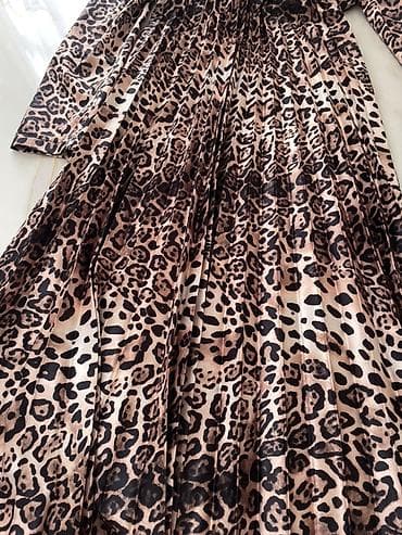 klassik salvar: Leopar naxışlı qadın donu - Model: uzun don, aşağı hissəsi plissəli - — 2