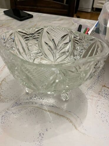 Kəsimli şüşə meyvə qabı Xrustal konfet qabıRosiyyanindir xrustal