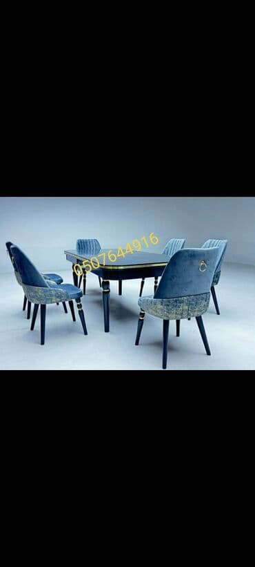 ders masaları: Qonaq otağı üçün, Yeni, Dördbucaq masa, 6 stul — 7