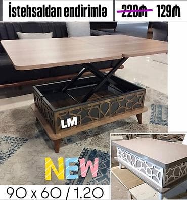 Dördbucaq masa, Transformer, Təkərsiz, Laminat