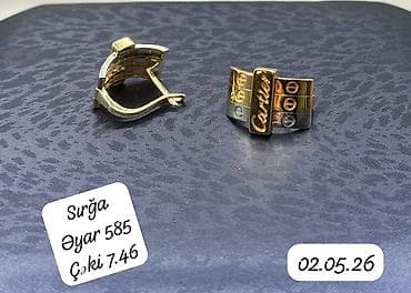 xarı bülbül kulon: Dəstə daxildir: Sırğa, Cartier, Sarı qızıl, 585 Əyar — 4