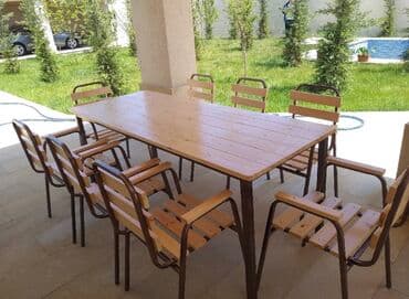 stol stul işlenmiş: Yeni, Kvadrat masa, 4 stul, Açılmayan, Stullar ilə, Taxta, Azərbaycan — 9