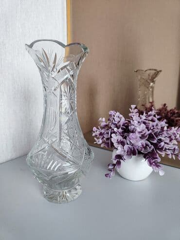 вазы для цветов чехия богемия: Qedimi Çexiyanin 28 sm temiz xurustal güldani — 1