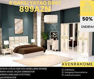 6 qapılı yataq dəsti – mövsüm boyu 50% endirimlə 899 AZN Tərkibi: - 6 — 6