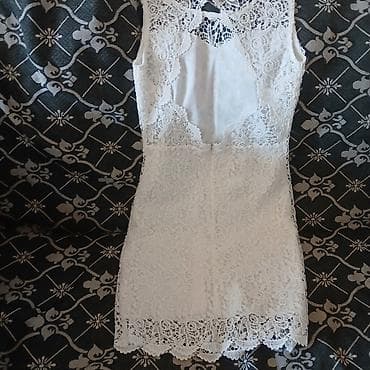 Donlar: Ağ rəngli qısa ziyafət/libas - Model: Dar kəsimli, dizdən yuxarı mini — 1
