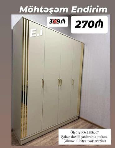 Sifarişlə dolablar: Açılan, 5 qapı Düz dolab, Şifonyer
