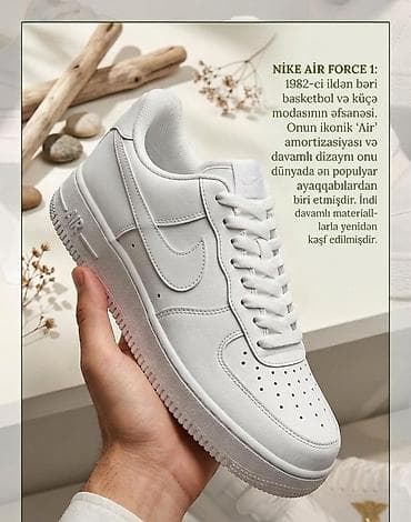 nike corab: Nike Air Force 1 – klassik ağ rəngli ikonik model. 1982-ci ildən — 1