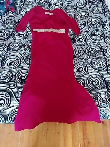 ziyafet donu vilyur s: Qadın gecə/libas paltarı - Rəng: parlaq çəhrayı/füşyə - Uzun model — 1