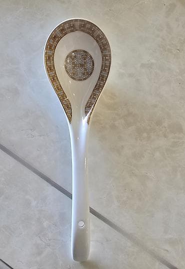 qaşıq dəstləri: Müasir naxışlı keramika şorba qaşıqları – set - Material — 1