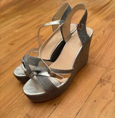 босоножки 27 размера: Размер: 40, цвет - Серебристый, Б/у — 2