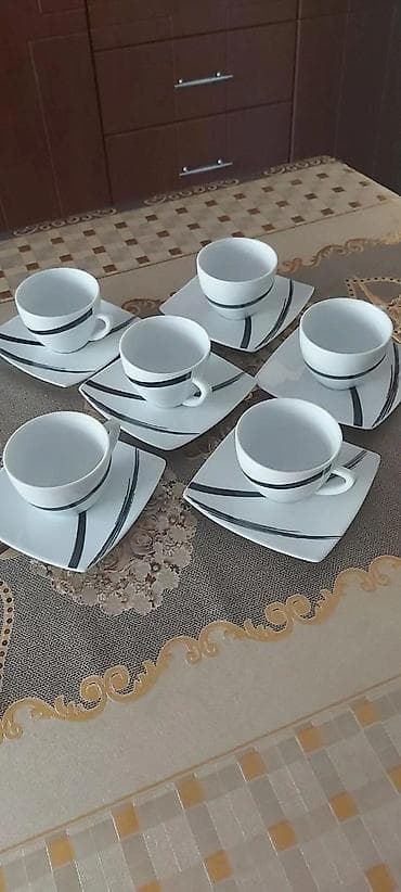 caynı serviz: Çay dəsti, rəng - Ağ, 6 nəfərlik, Fransa — 1
